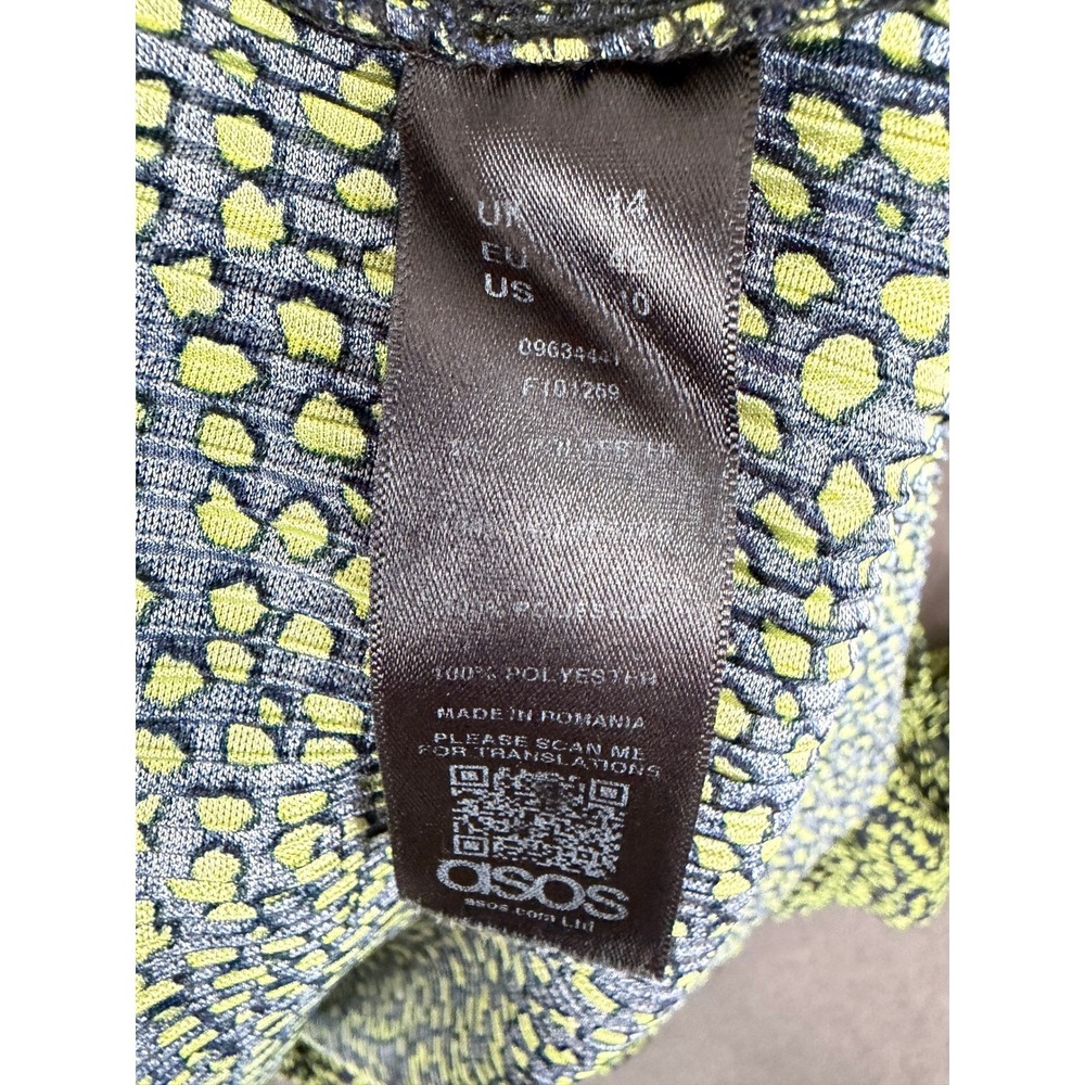 ASOS Pleated Maxi Dress Size 10 Navy Blue Green Ditsy Print Artsy Eclectic - Picture 6 of 9